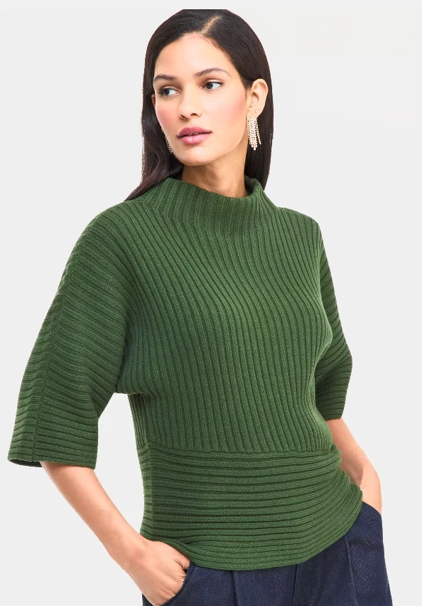 I.N.C. International Concepts Women's Ribbed Knit Asymmetrical Hem Mockneck Sweater Macy's Exclusive